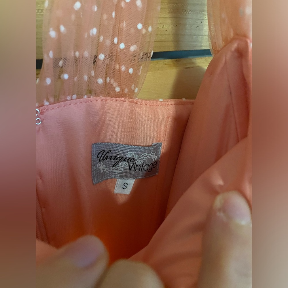 Unique Vintage Pink Polka Dot Dress - Picture 3 of 7